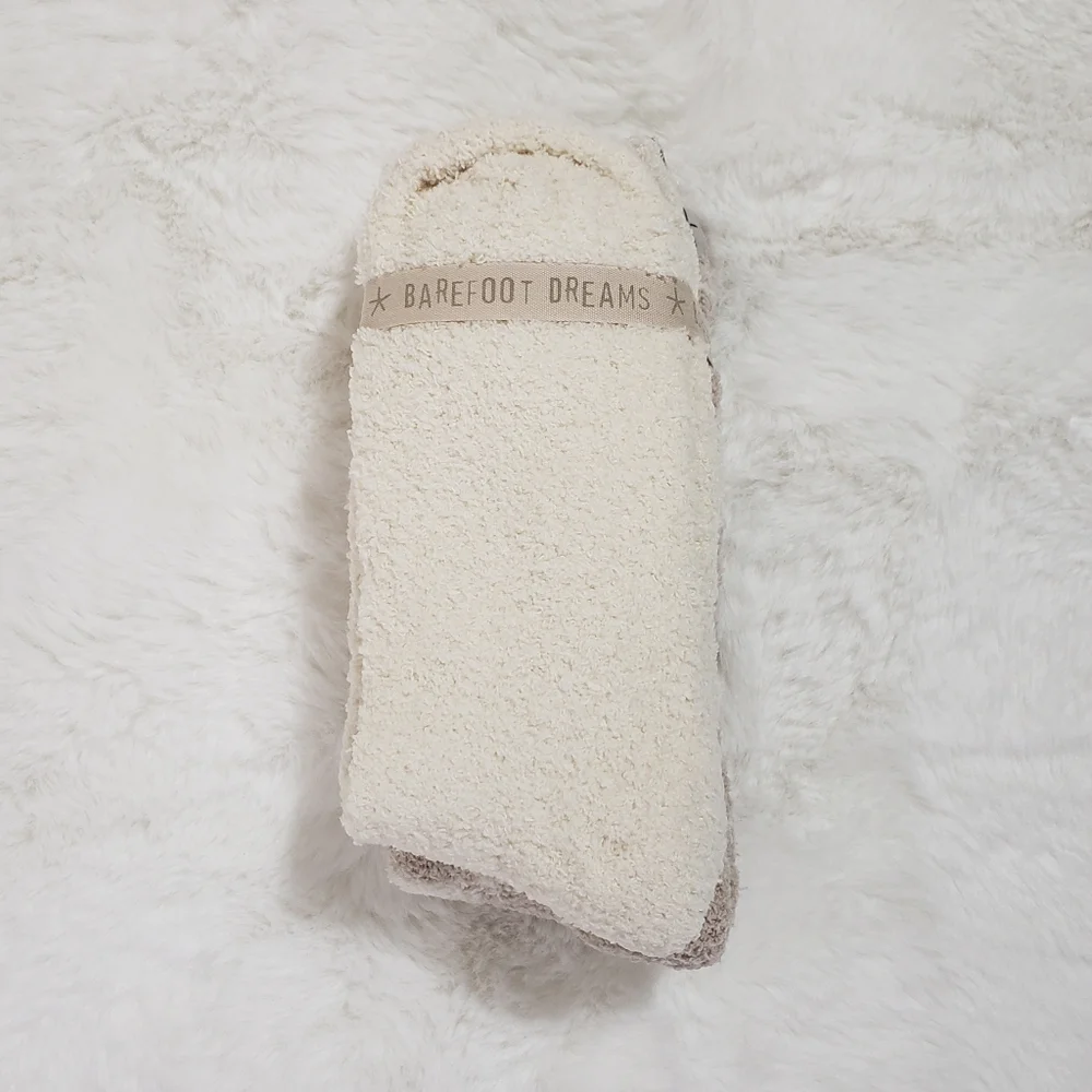Barefoot Dreams Socks Stone Multi CozyChic Checks & Stripes Cottagecore Winter